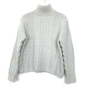 John + Jenn Size Small‎ Cable Knit Sweater Grey Turtleneck Pullover Long Sleeve